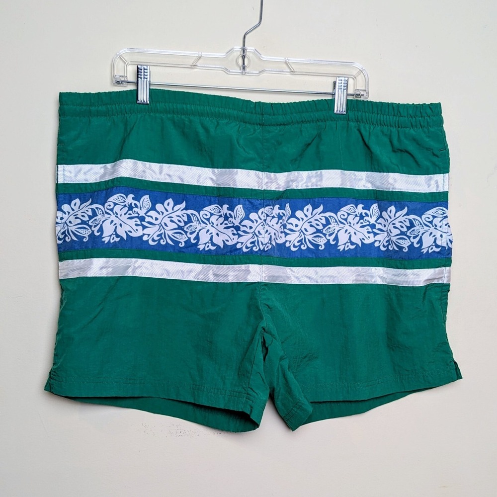 VTG Polo Sport Ralph Lauren Swim Trunks 90s Mens XL Green Floral Lined Shorts